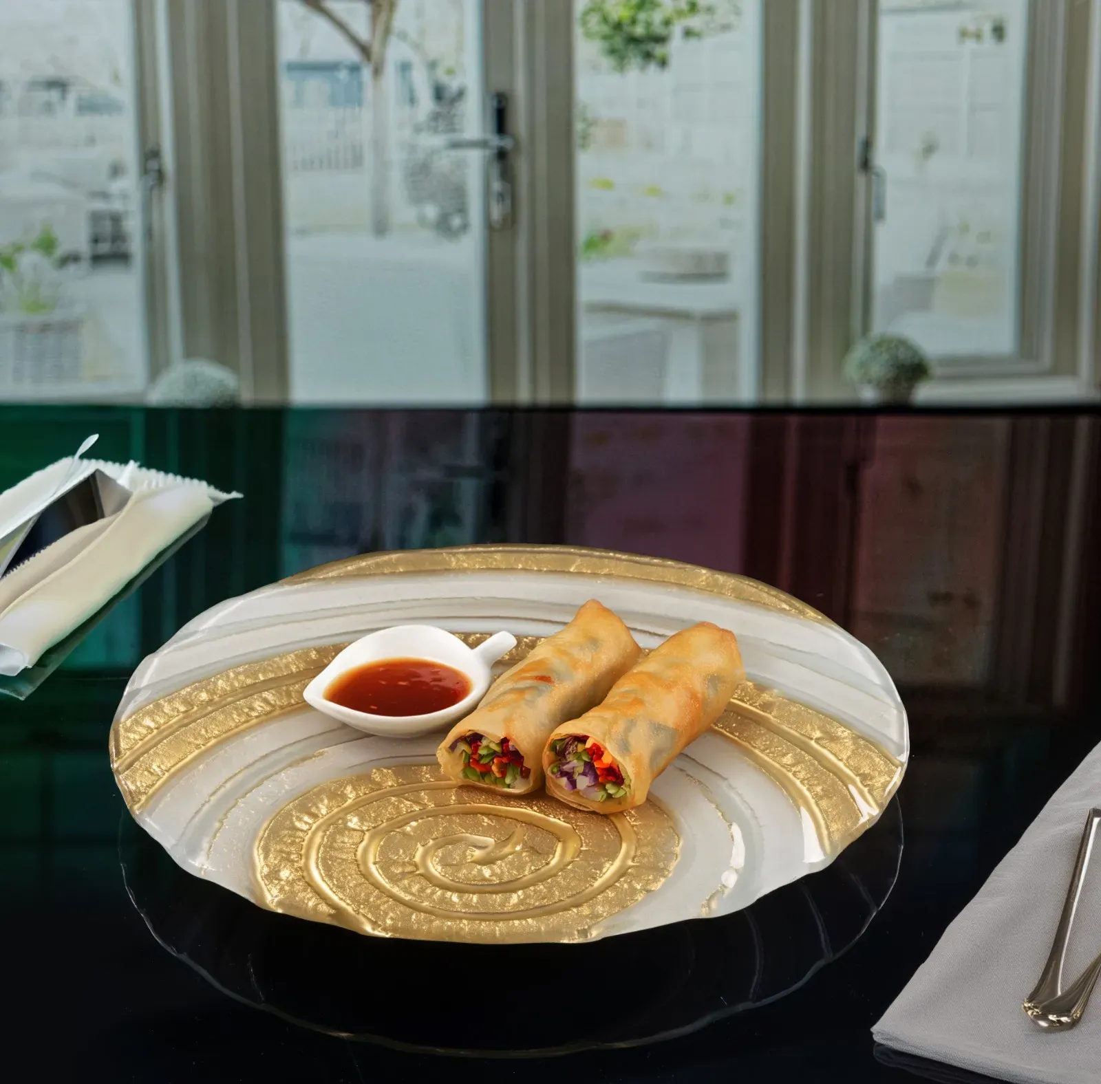 Lazy Susan Round Platter - White Gold0