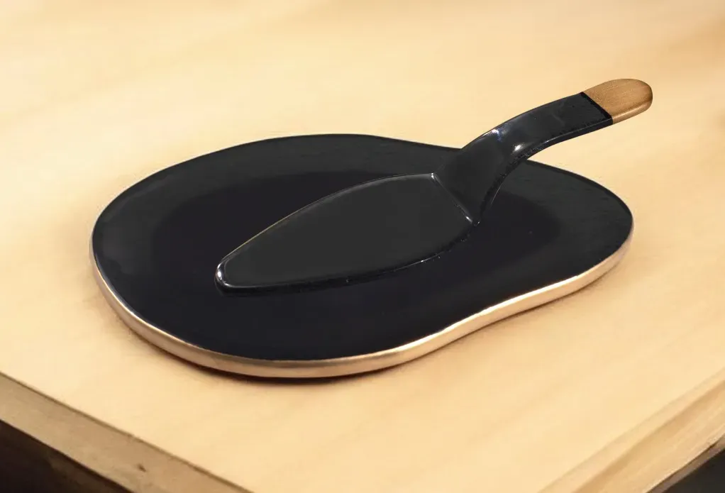 Pebbles Platter - Black Gold Small0