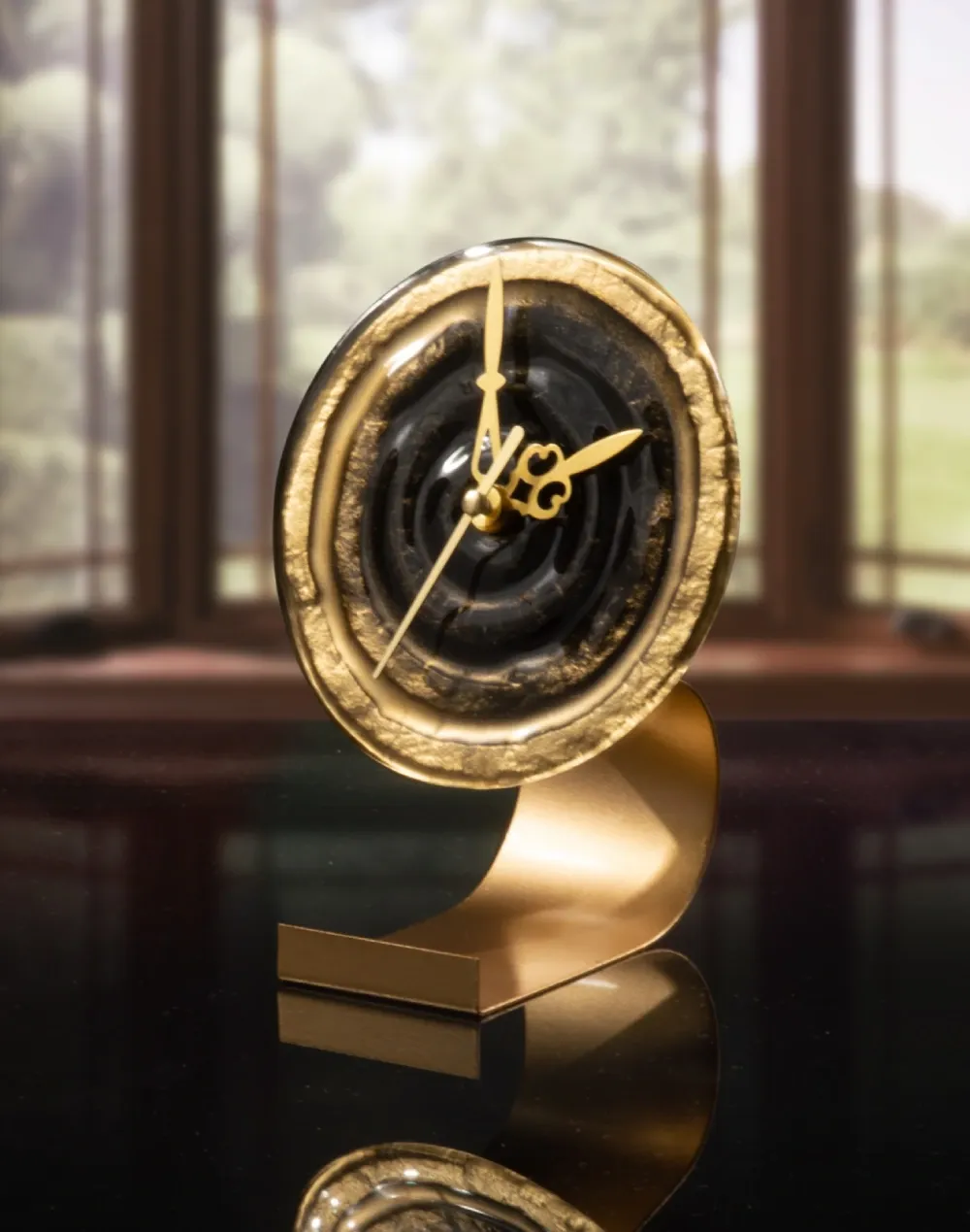 Table Clock Black Gold