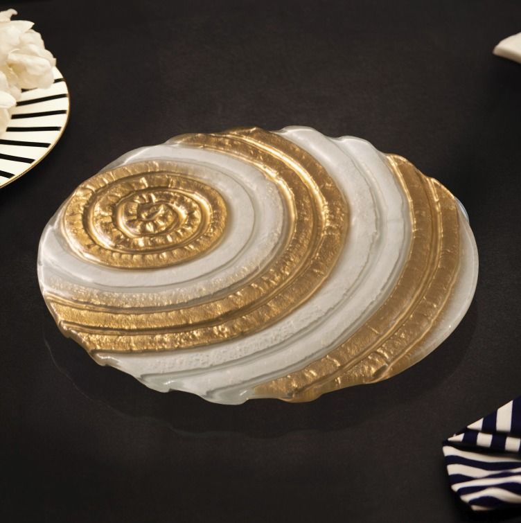 Lazy Susan Round Platter - White Gold